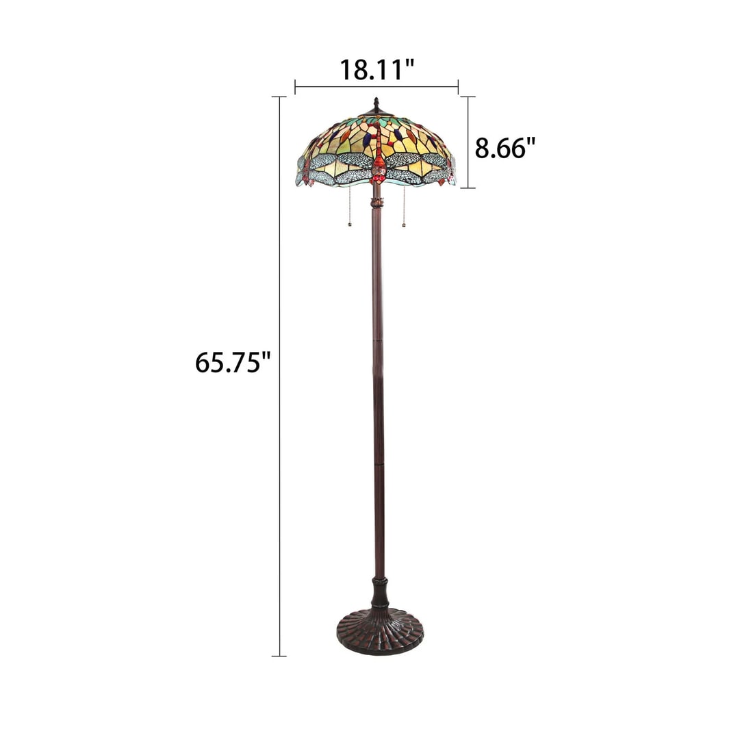 65.1" Stained Glass Dragonfly Floor Lamp - 8