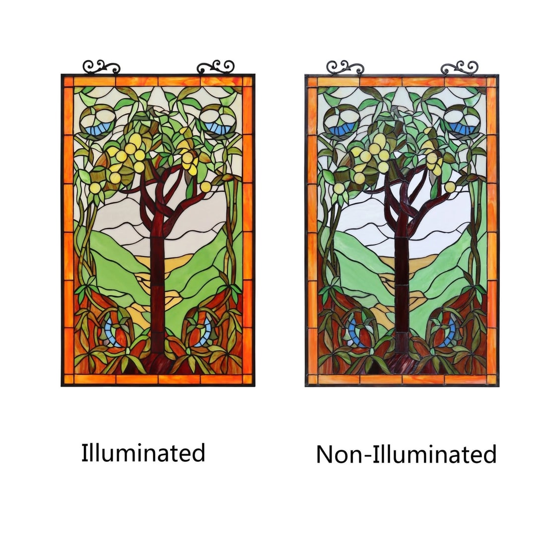 31.8" Tree Of Life Stained Glass Window Hanging Panel Suncatcher - 5