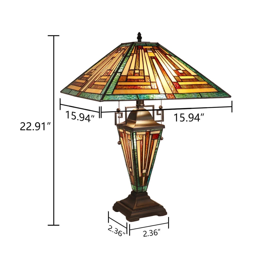 22.91" 3 light Stained Glass Mission Table Lamp - 7