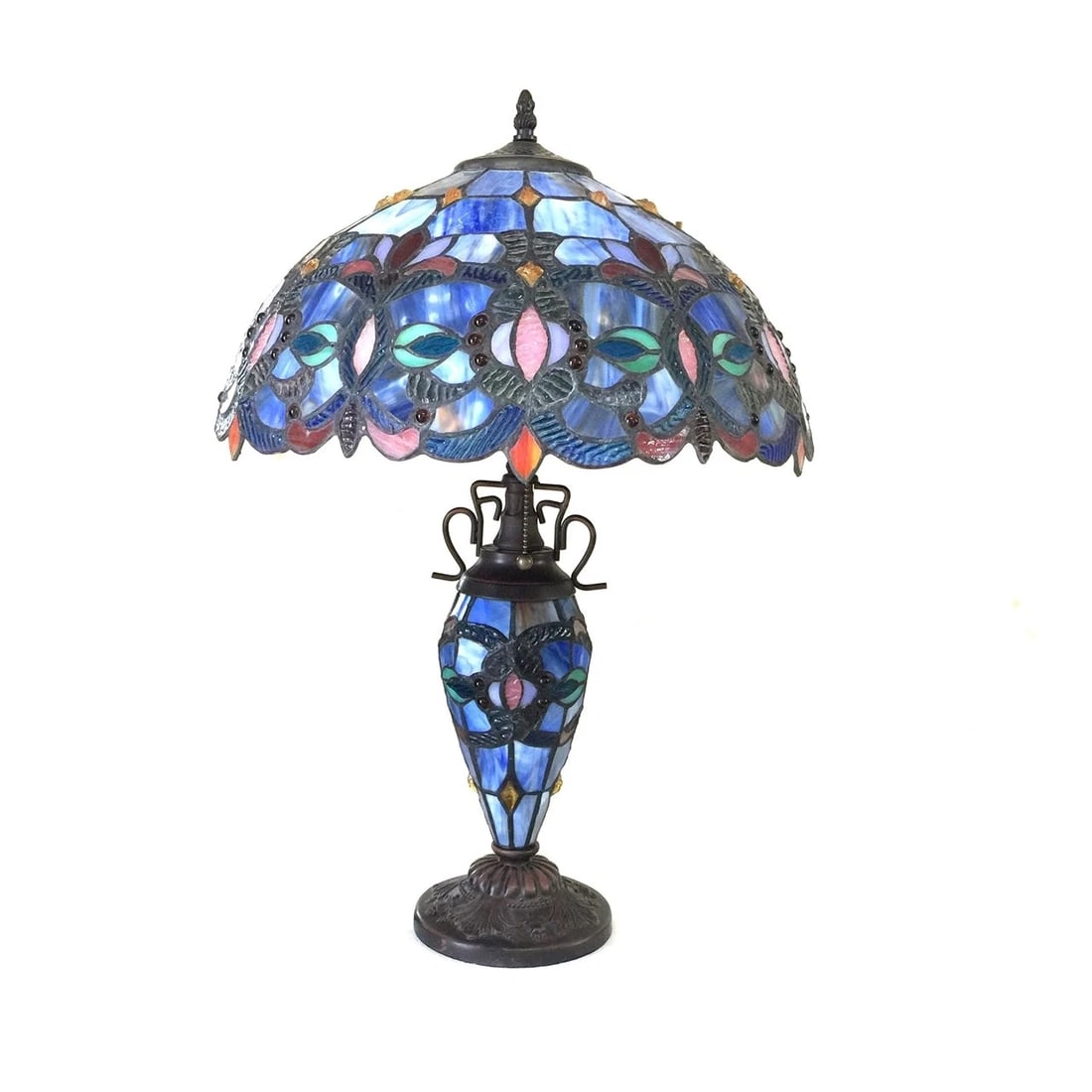 24 1/2" Cobalt Blue Stained Glass Lit Base Table Lamp - 2