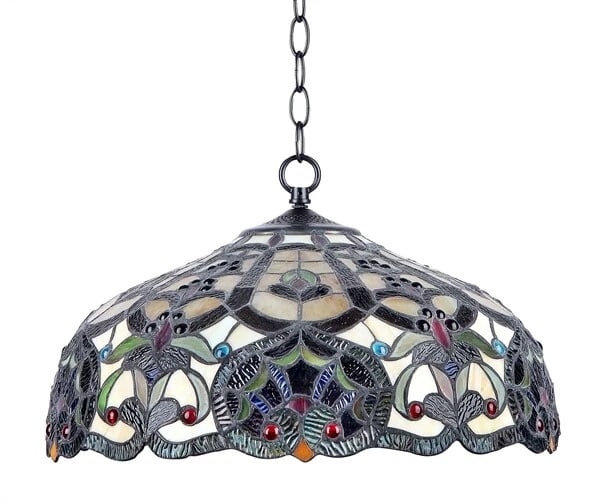 18" Stained Glass Pendant Swag Ceiling Light - 2