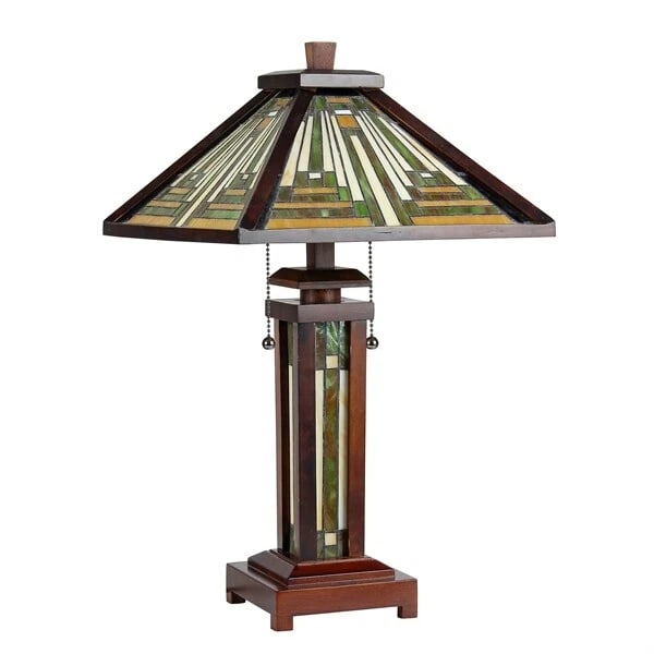 25.6" 3 light Stained Glass Mission Table Lamp - 2