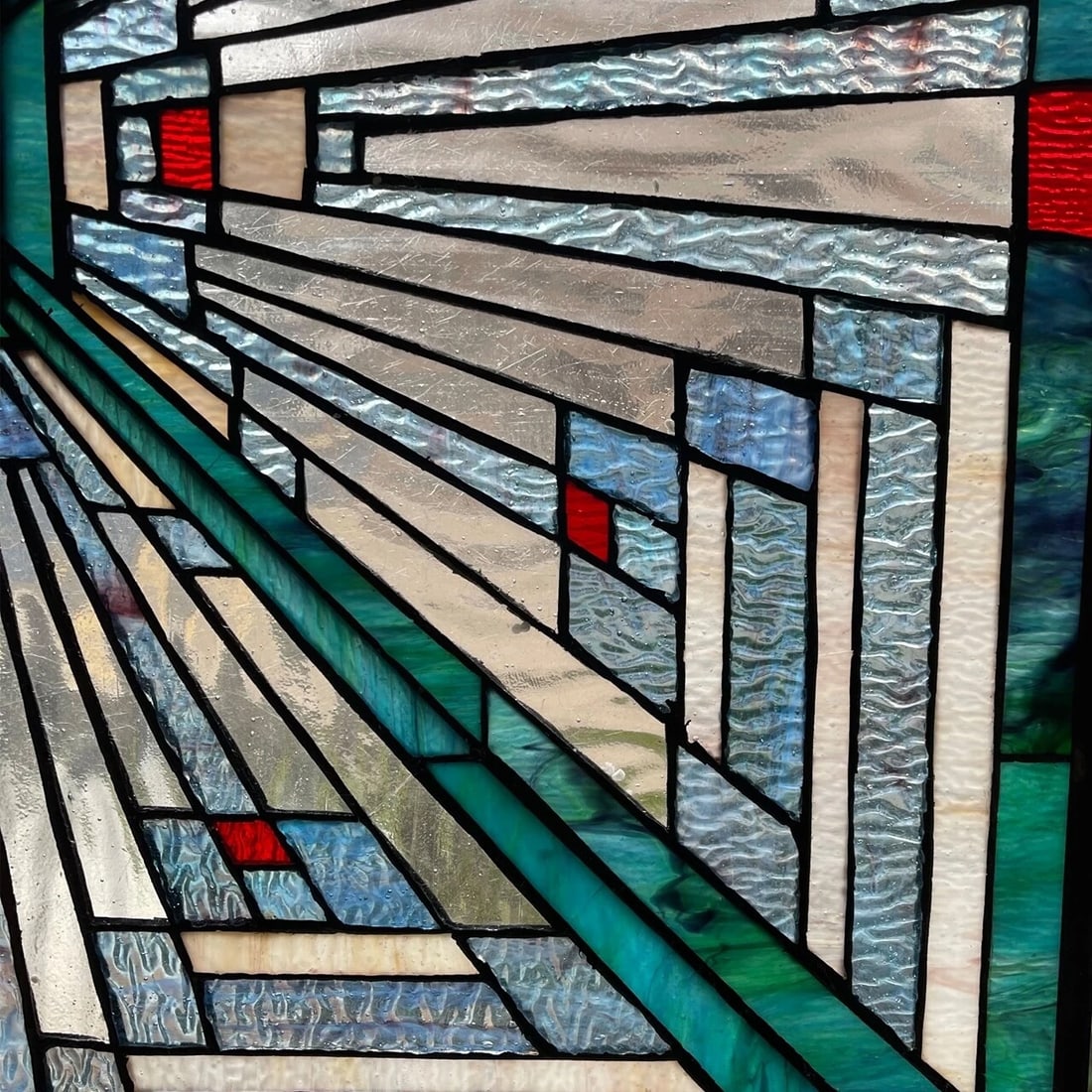 26" Mission Stained Glass Hanging Window Panel - 3