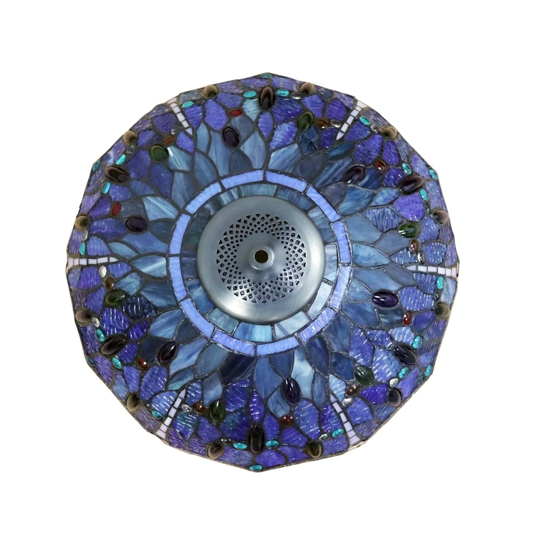 18" Stained Glass Blue Dragonfly Pendant Swag Ceiling Light - 5