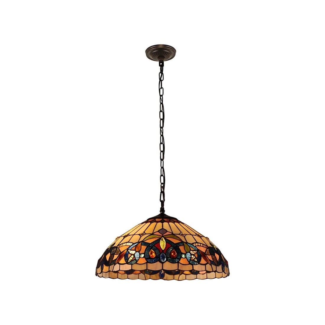 18.11 " Stained Glass Pendant Swag Ceiling Light - 3