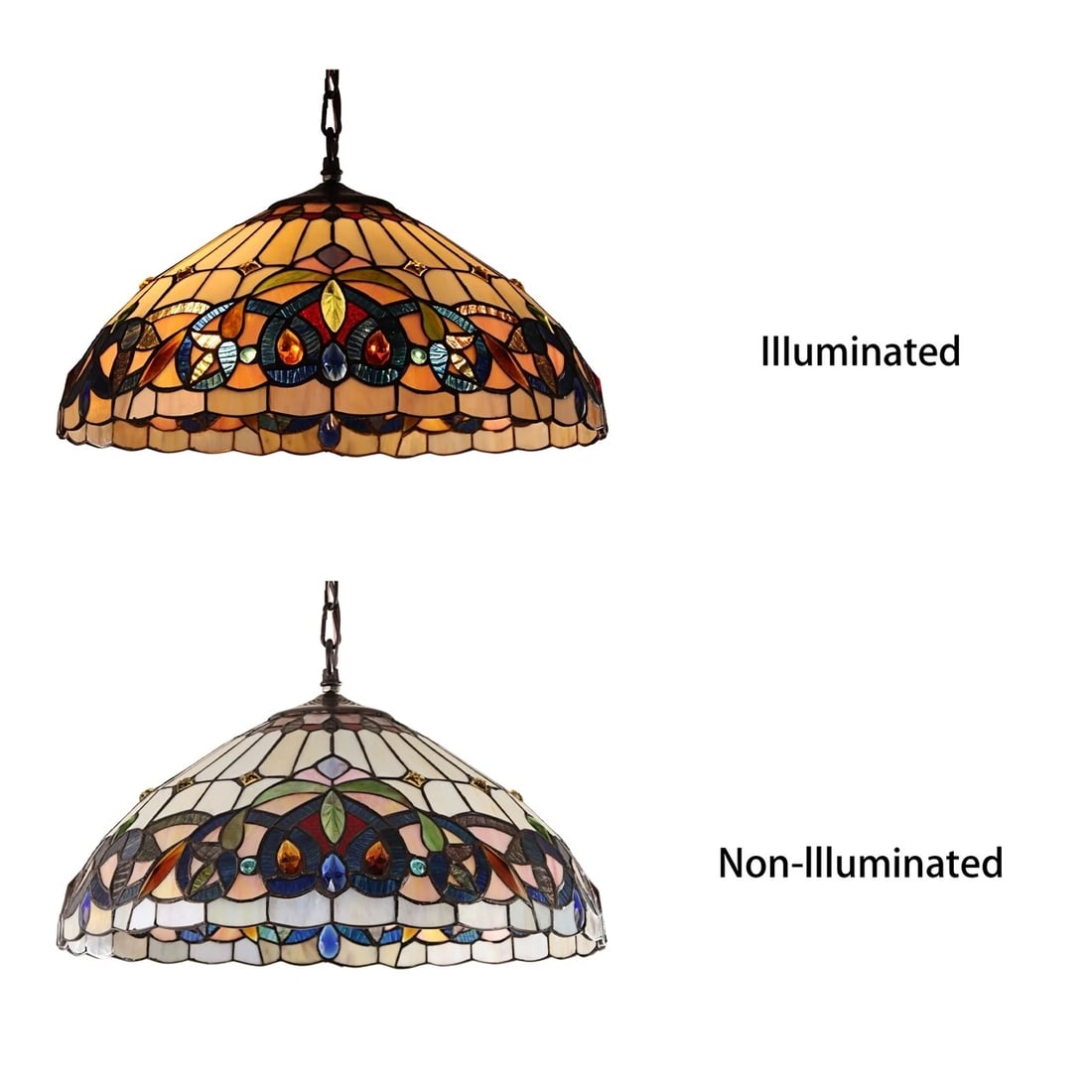 18.11 " Stained Glass Pendant Swag Ceiling Light - 4