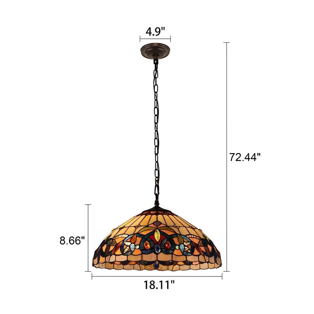18.11 " Stained Glass Pendant Swag Ceiling Light - 6