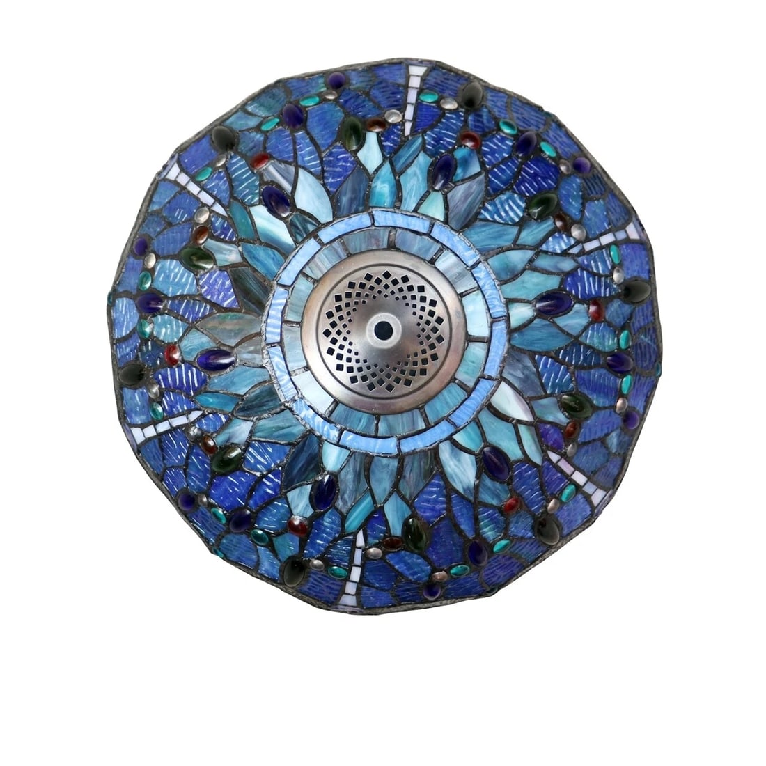 21" Blue Stained Glass Dragonfly Table Lamp - 3