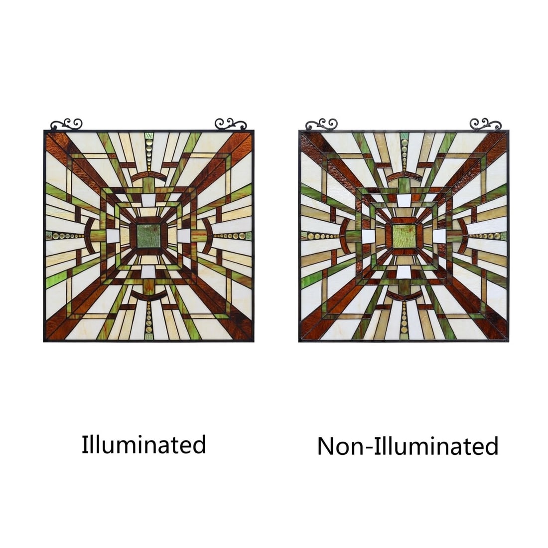 25.7" Mission Stained Glass Hanging Window Panel - 4