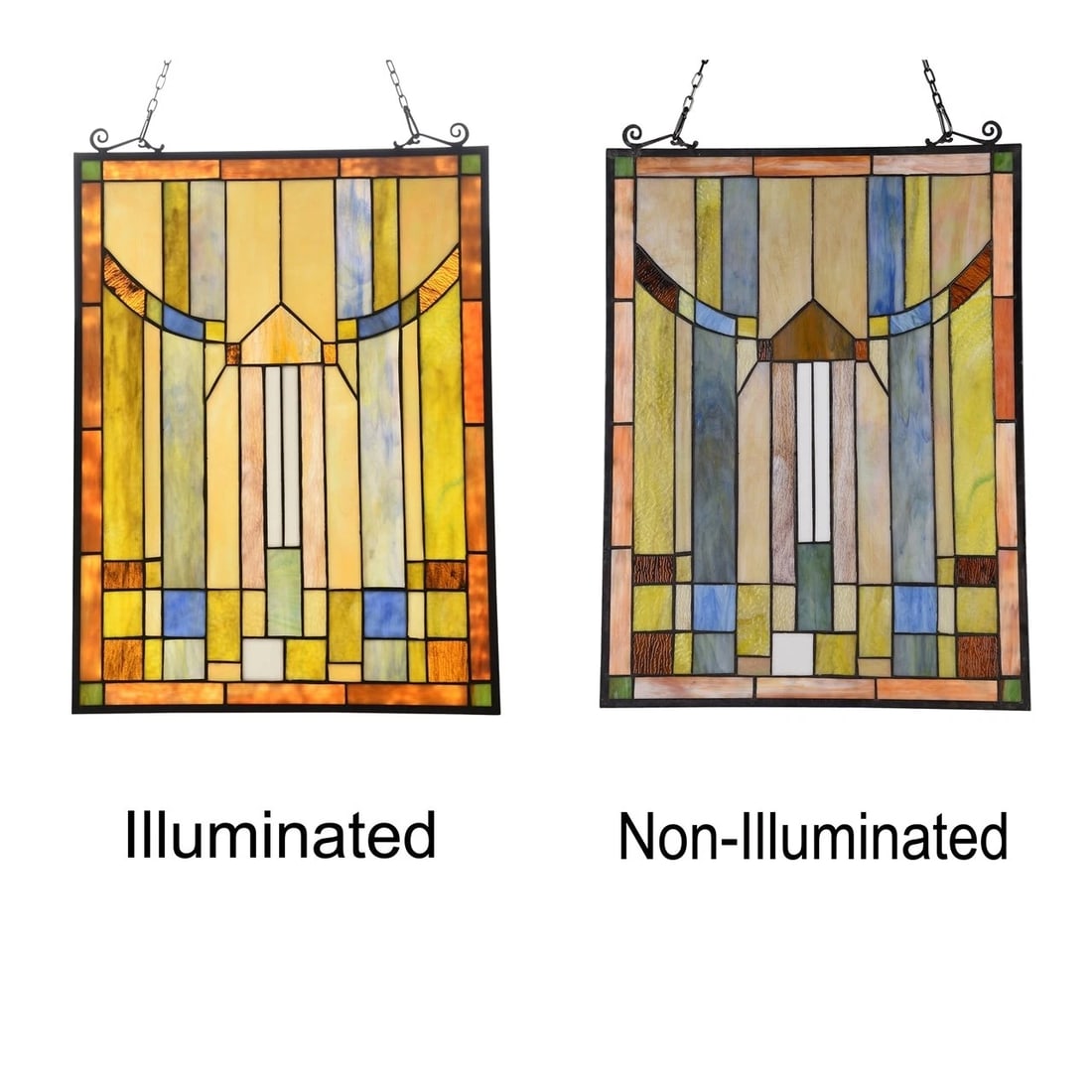 24.5" Mission Style Stained Glass Window Hanging Panel Suncatcher - 3