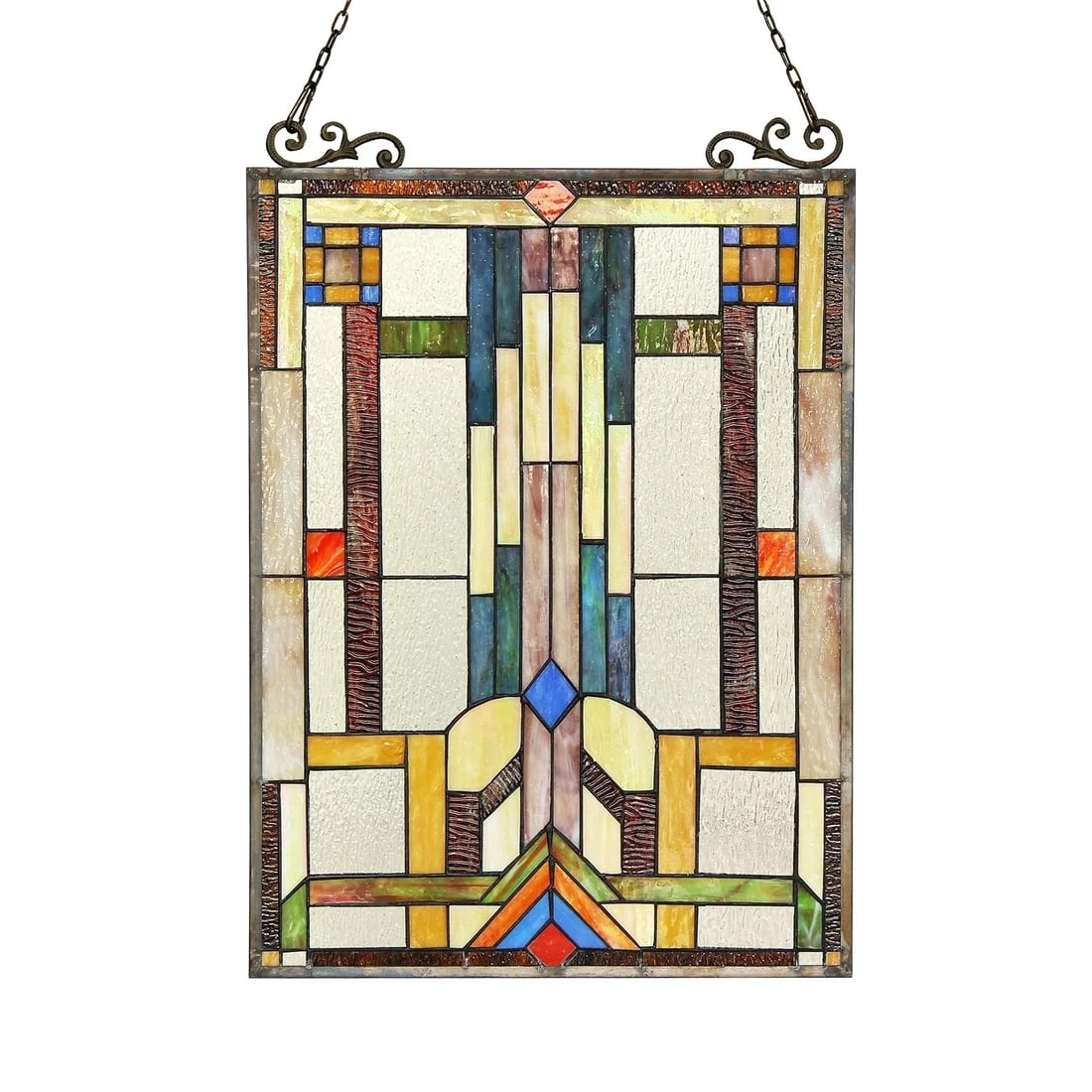 24.8" Mission Stained Glass Window Hanging Panel Suncatcher - 2