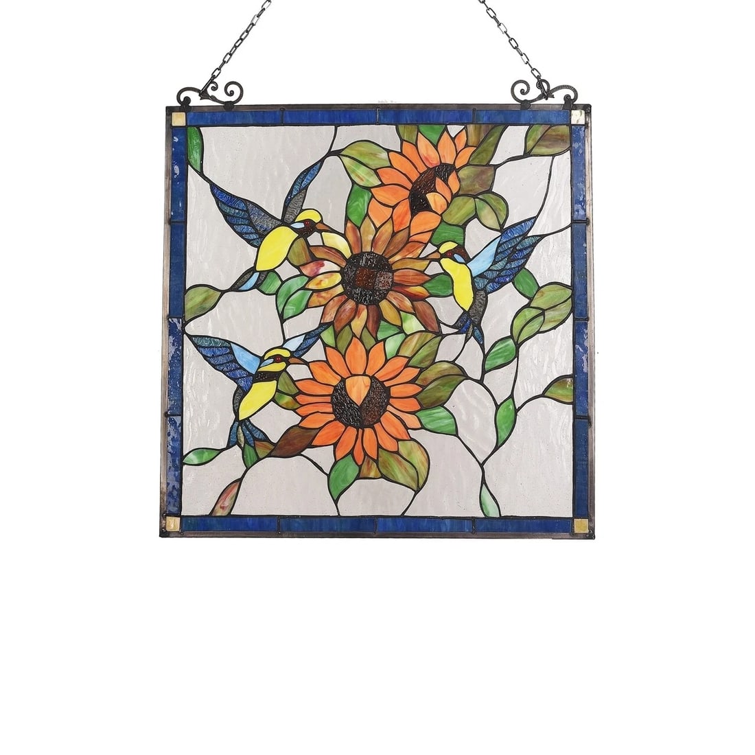 26" Hummingbird Stained Glass Window Hanging Panel Suncatcher - 2