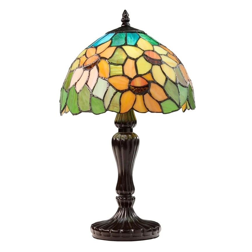16.5"H Sunflowers Stained Glass Candlestick Table Lamp - 3