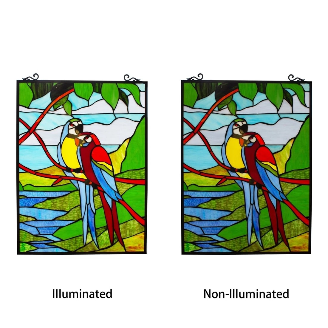 25" Tropical Parrot Stained Glass Window Hanging Panel Suncatcher - 3