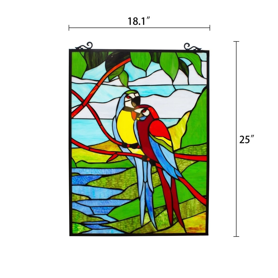 25" Tropical Parrot Stained Glass Window Hanging Panel Suncatcher - 4