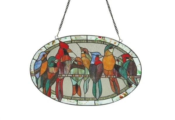 23.4 " Bird Stained Glass Window Hanging Panel Suncatcher - 2