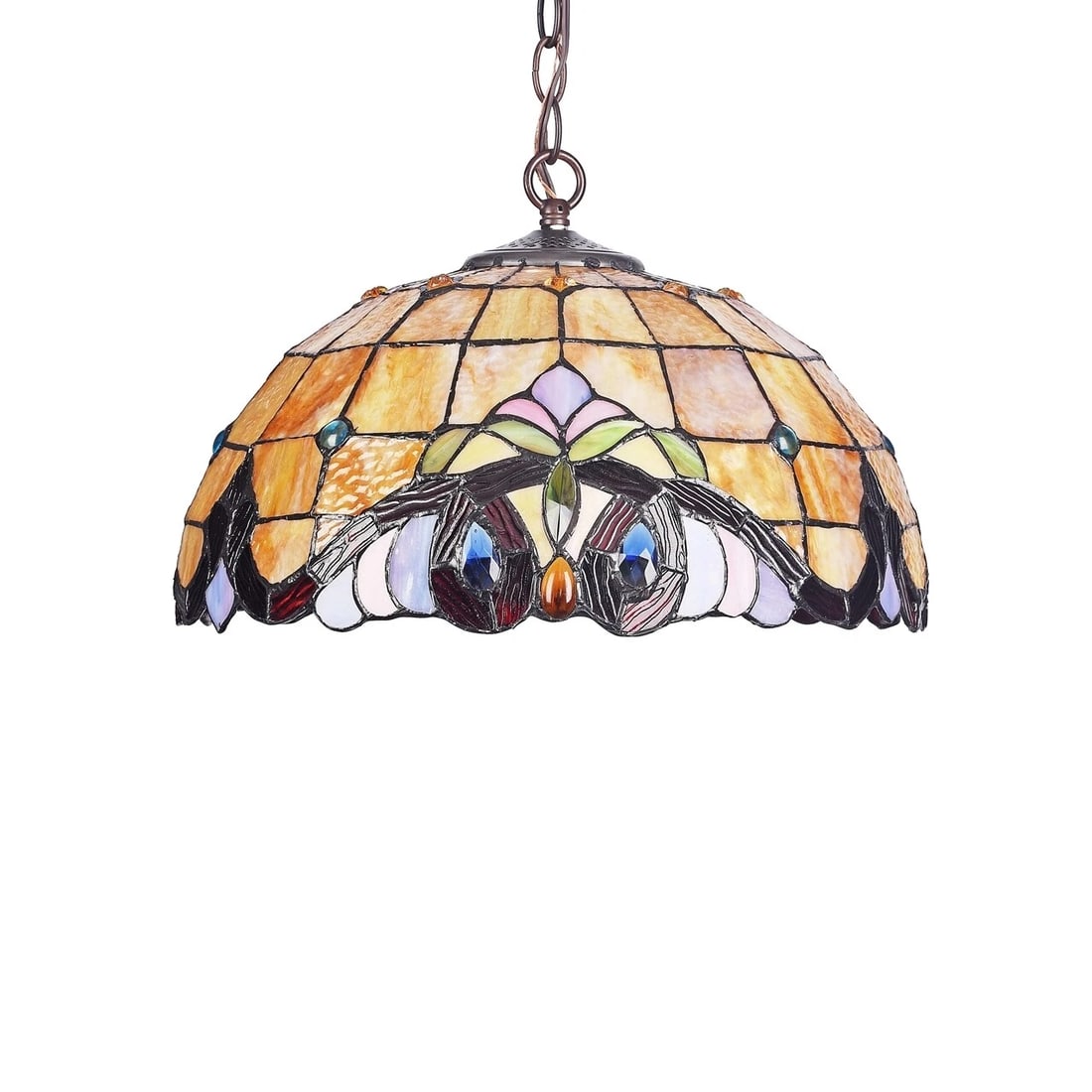 16.1 " Stained Glass Pendant Swag Ceiling Light - 2