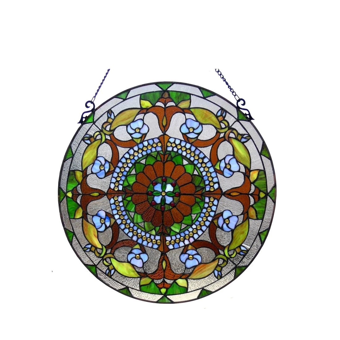 24" Round Stained Glass Clear Window Hanging Panel Suncatcher - 2