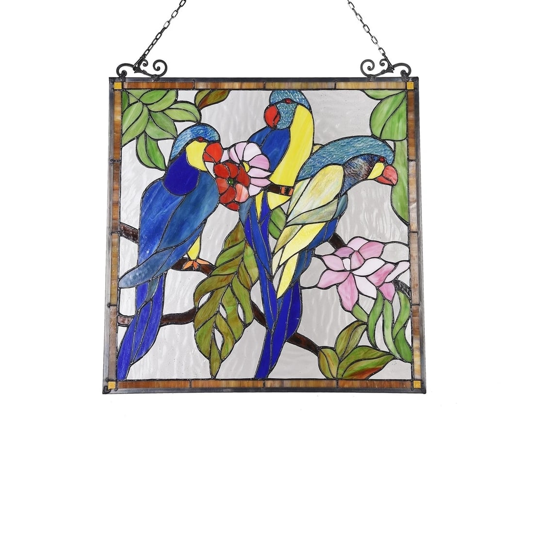 24.8" Tropical Parrot Stained Glass Window Hanging Panel Suncatcher - 2