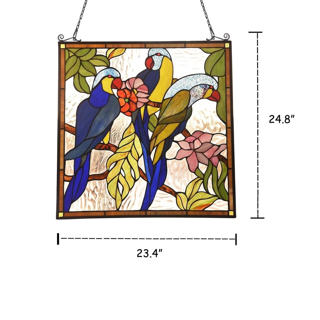 24.8" Tropical Parrot Stained Glass Window Hanging Panel Suncatcher - 3