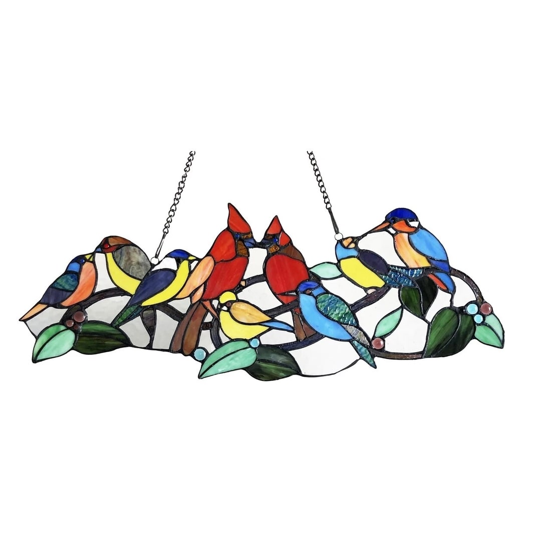 27" Cardinal Song bird Stained Glass Window Hanging Panel Suncatcher - 2