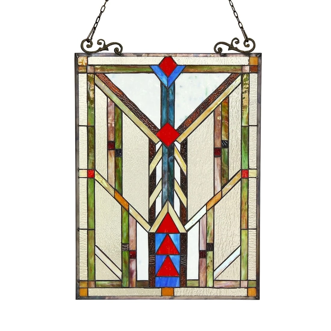 24.8" Mission Stained Glass Window Hanging Panel Suncatcher - 2