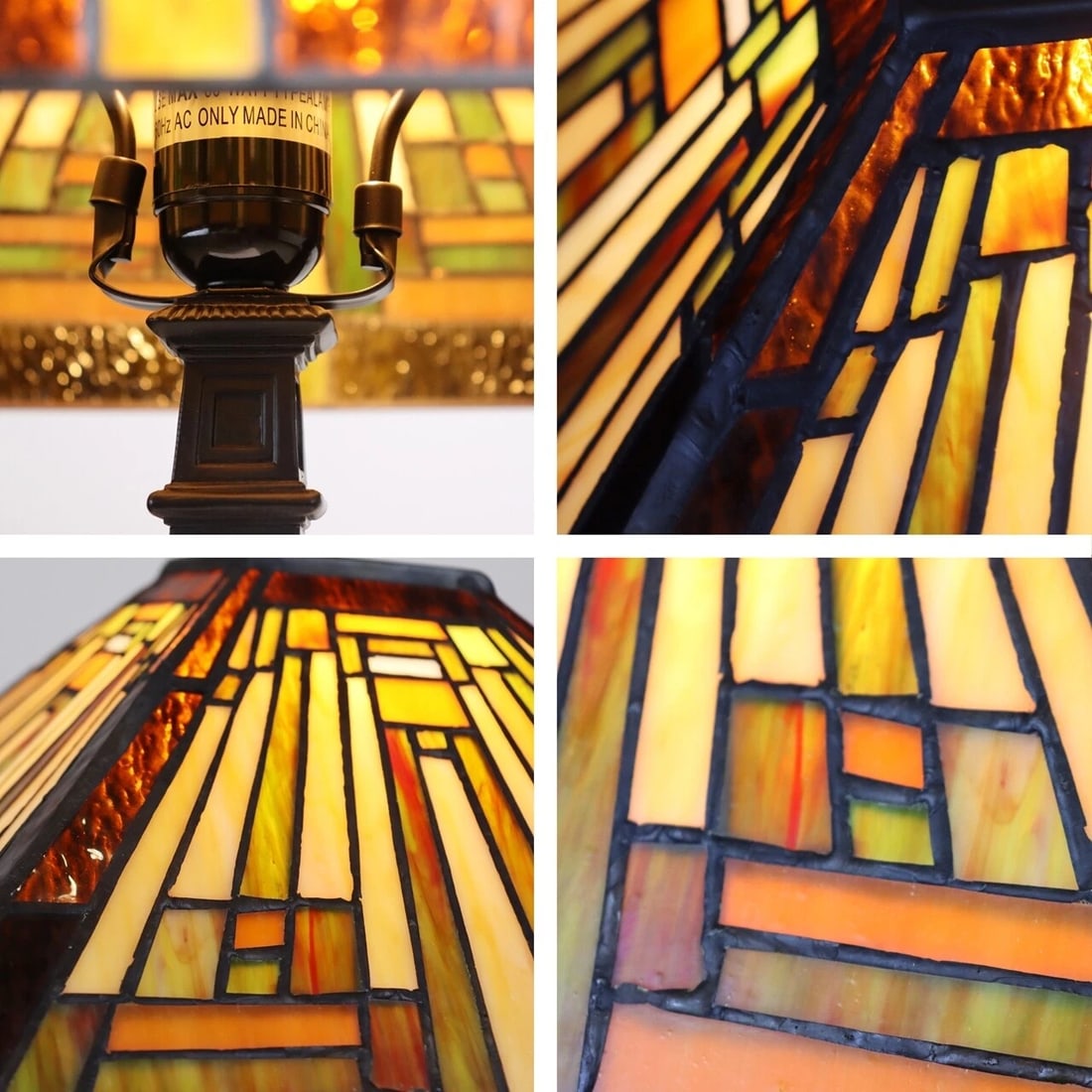 16.8" 1 light Stained Glass Mission Table Lamp - 5