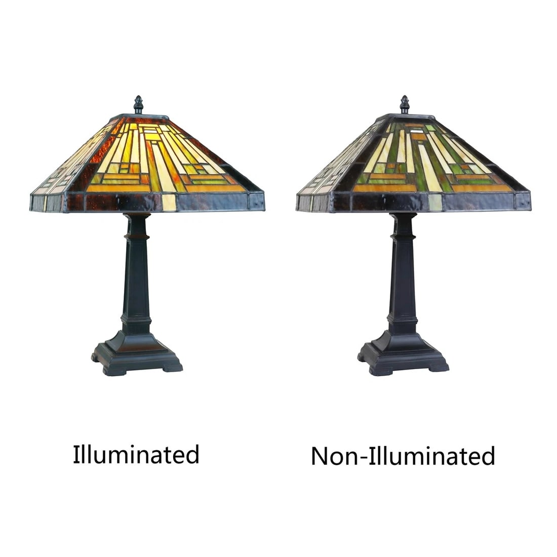 16.8" 1 light Stained Glass Mission Table Lamp - 6