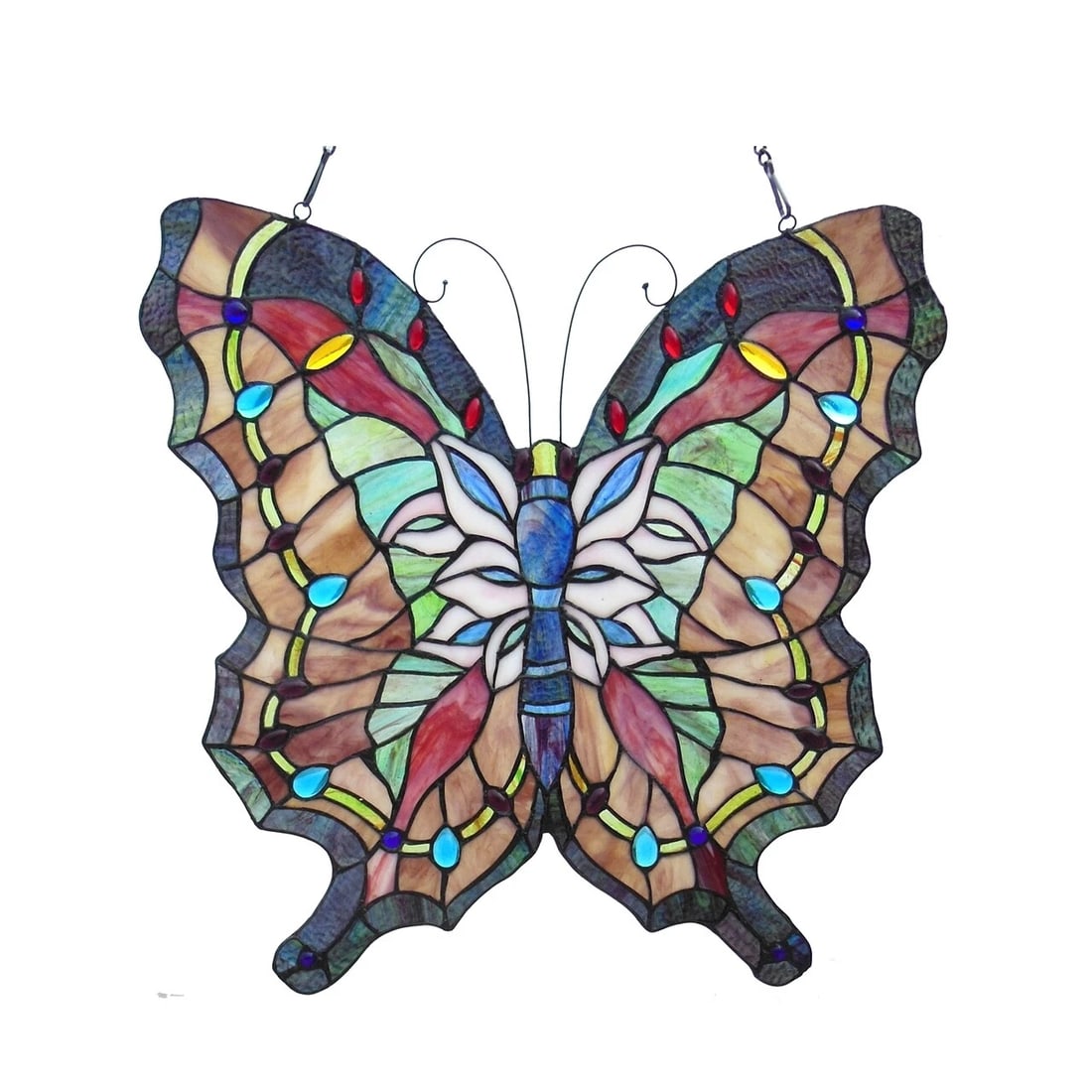 22 1/4" Blue Butterfly Stained Glass Window Hanging Panel Suncatcher - 3