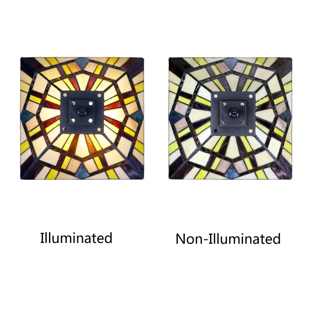16.8" 1 light Antique Vintage Style Stained Glass Mission Table Lamp - 6