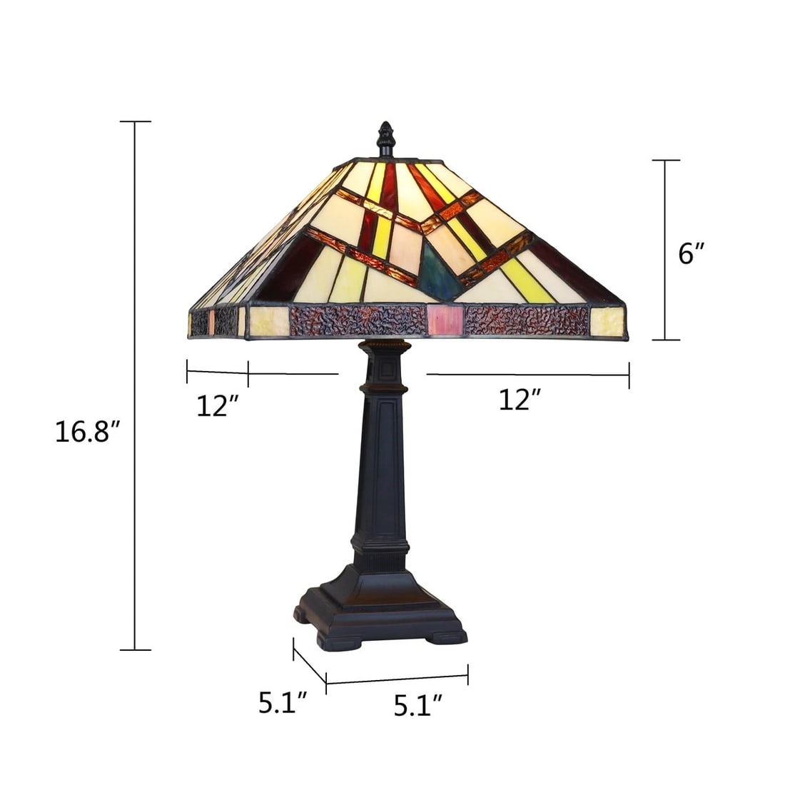 16.8" 1 light Antique Vintage Style Stained Glass Mission Table Lamp - 8