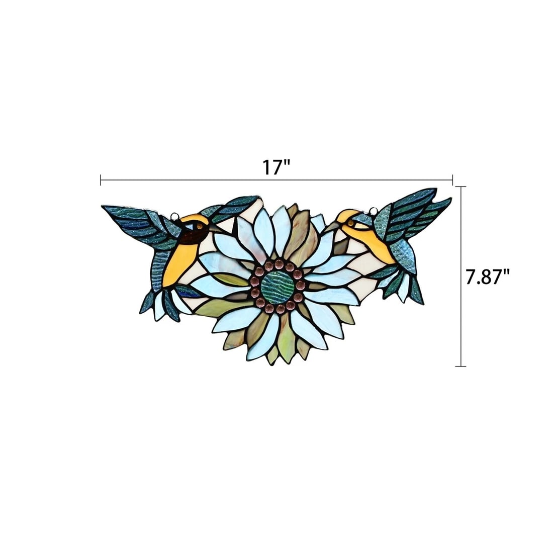 17" Stained Glass Humming Bird Suncatcher Window Panel - 2