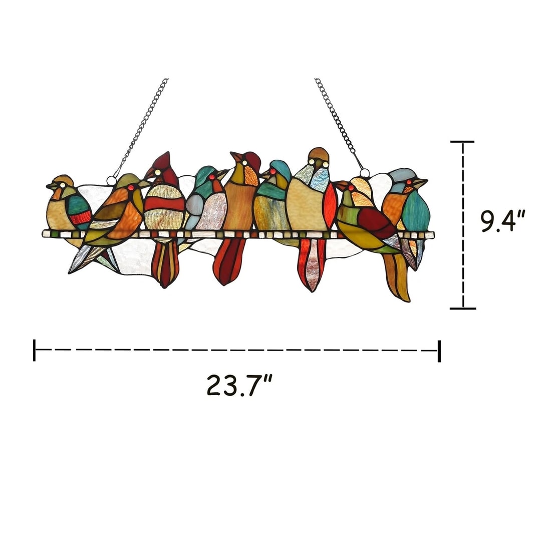23.7" Song Bird Stained Glass Window Hanging Panel Suncatcher - 4