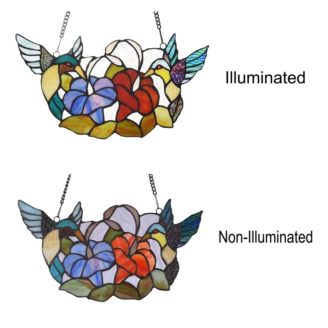 14.6 " Humming Bird Stained Glass Window Hanging Panel Suncatcher - 3