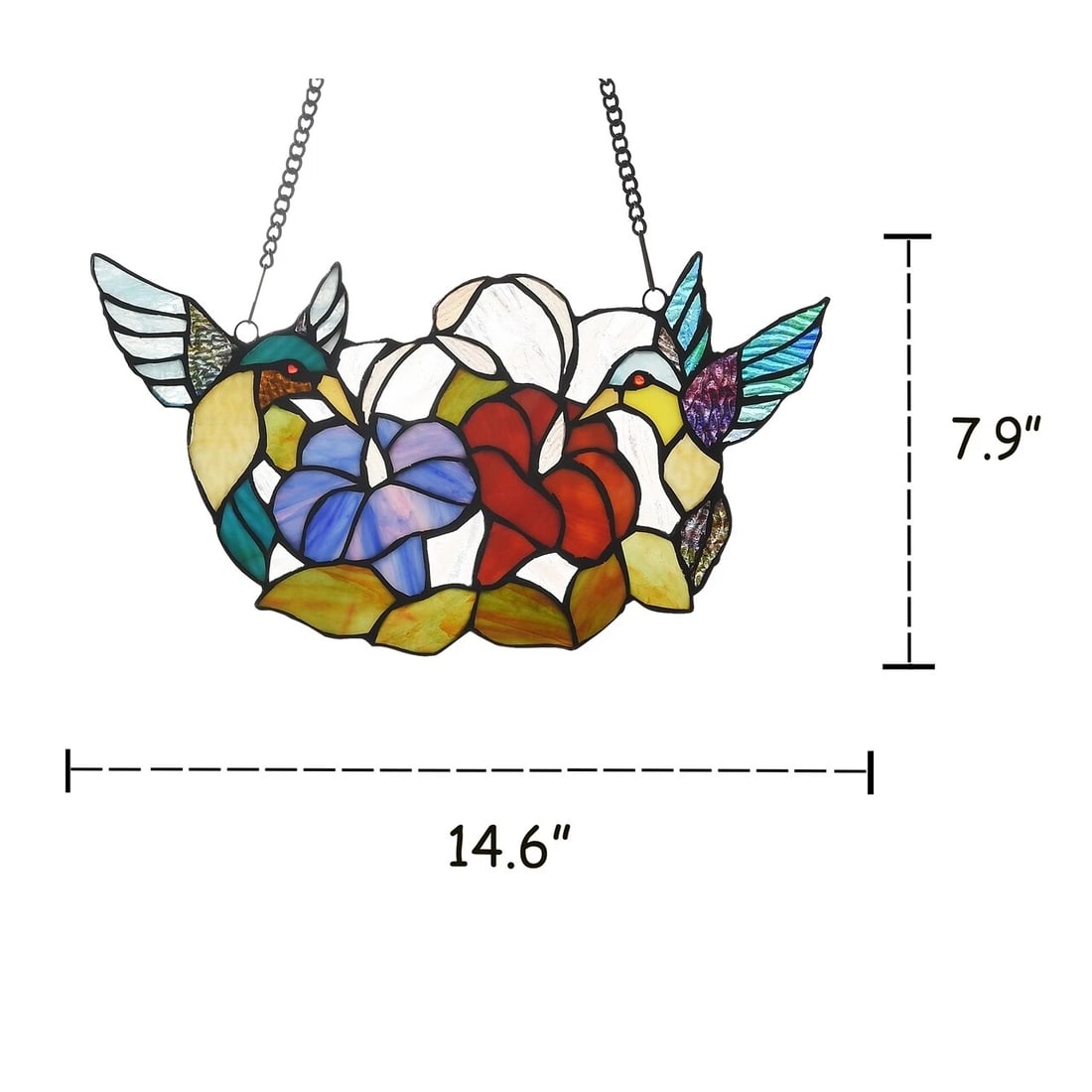 14.6 " Humming Bird Stained Glass Window Hanging Panel Suncatcher - 4