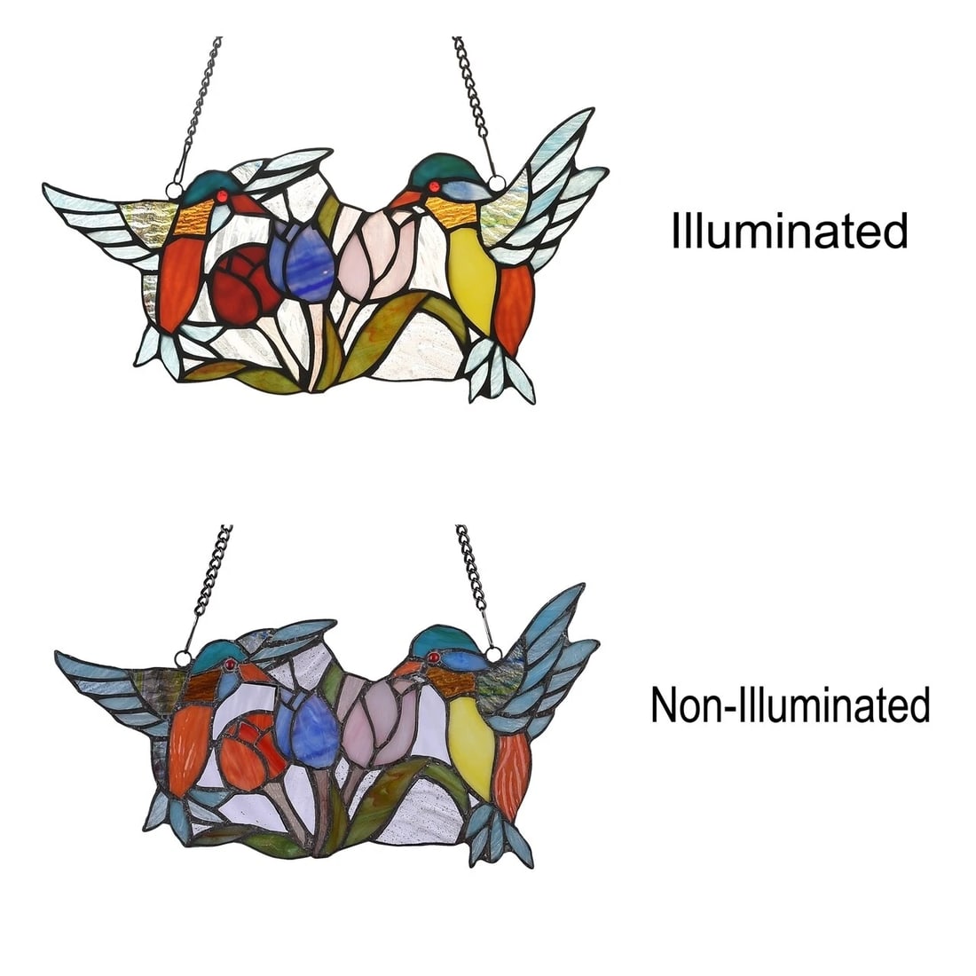 15.5 " Humming Bird Stained Glass Window Hanging Panel Suncatcher - 3