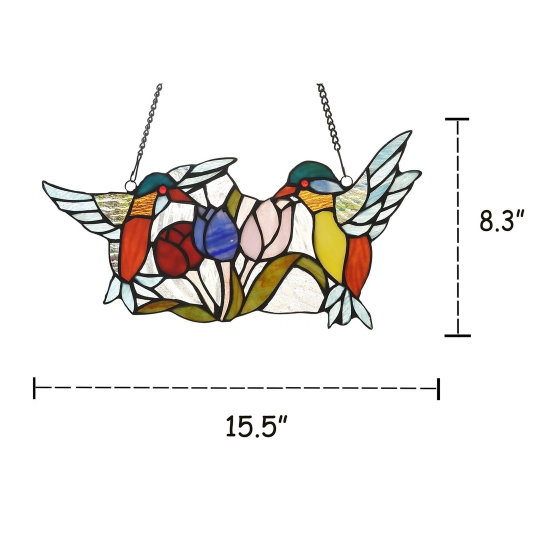 15.5 " Humming Bird Stained Glass Window Hanging Panel Suncatcher - 4