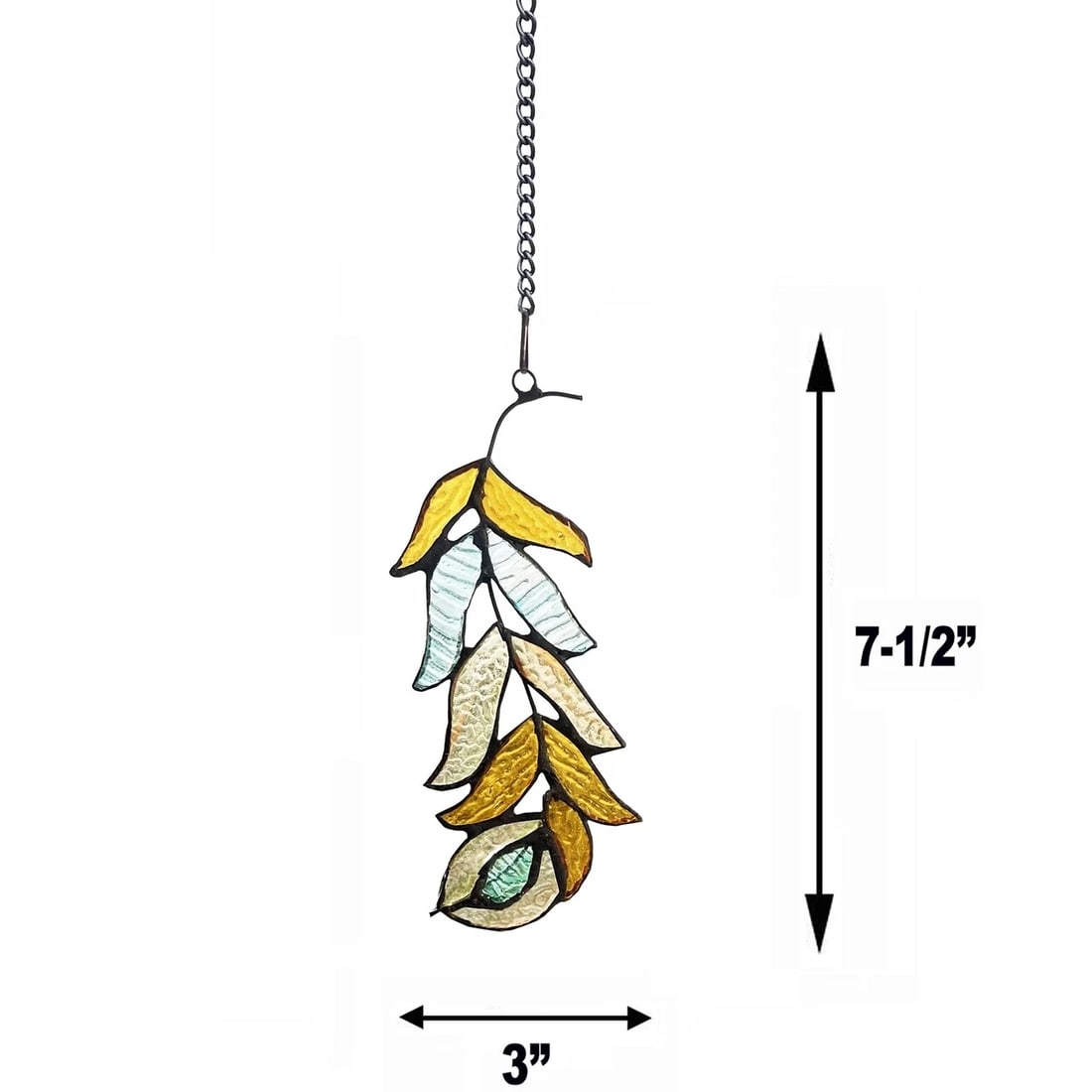 7 1/2" Stained Glass Feather Window Hanging Panel Suncatcher - 5