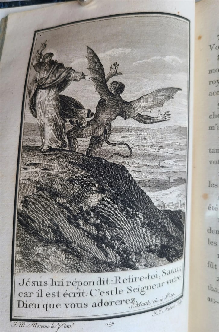 1793 BIBLE in FRENCH antique 2 VOLUMES illustrated over 80 plates NEW TESTAMENT - 4
