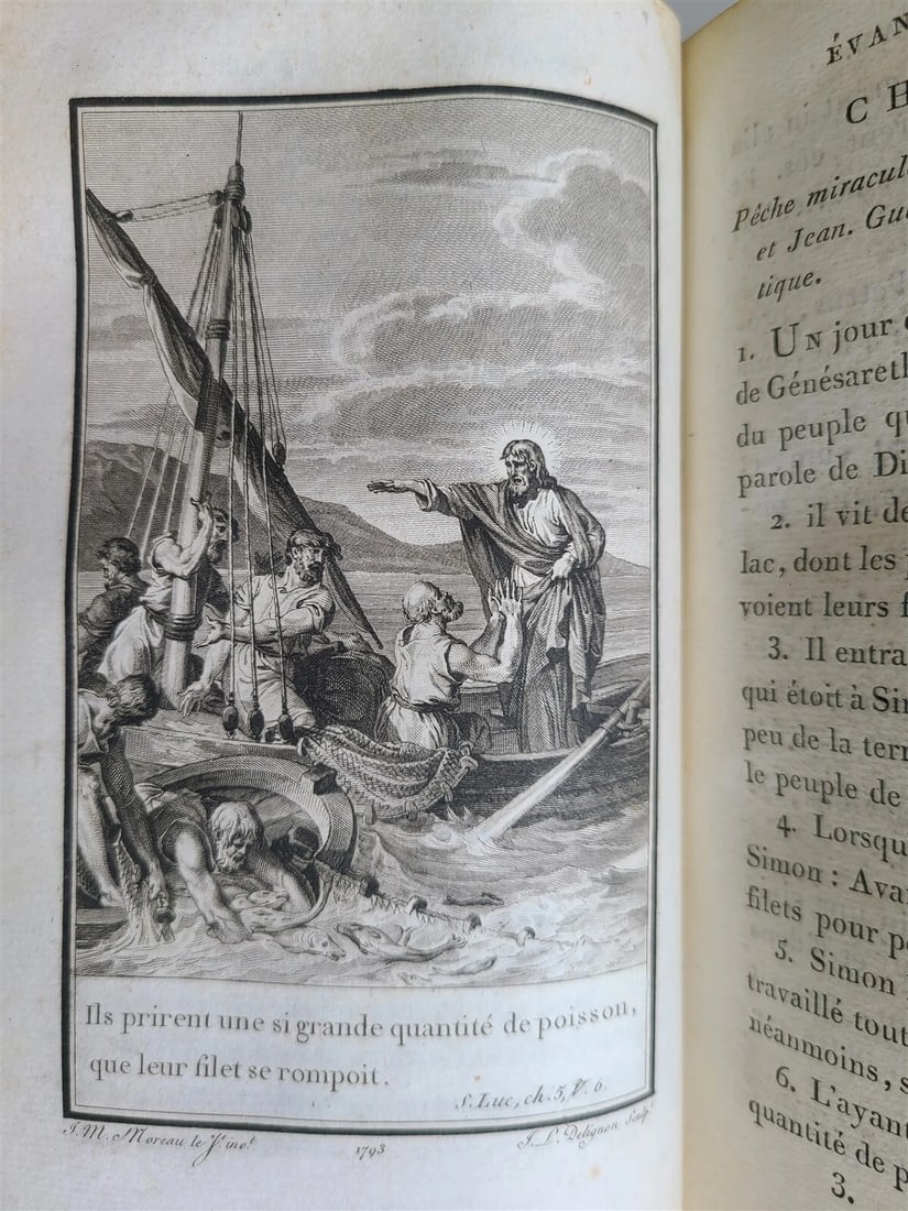 1793 BIBLE in FRENCH antique 2 VOLUMES illustrated over 80 plates NEW TESTAMENT - 5