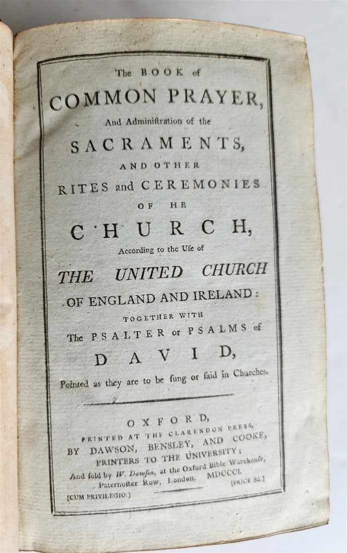1801 BOOK of COMMON PRAYER in ENGLISH w/ METAL FITTINGS & CLASPS antique - 2