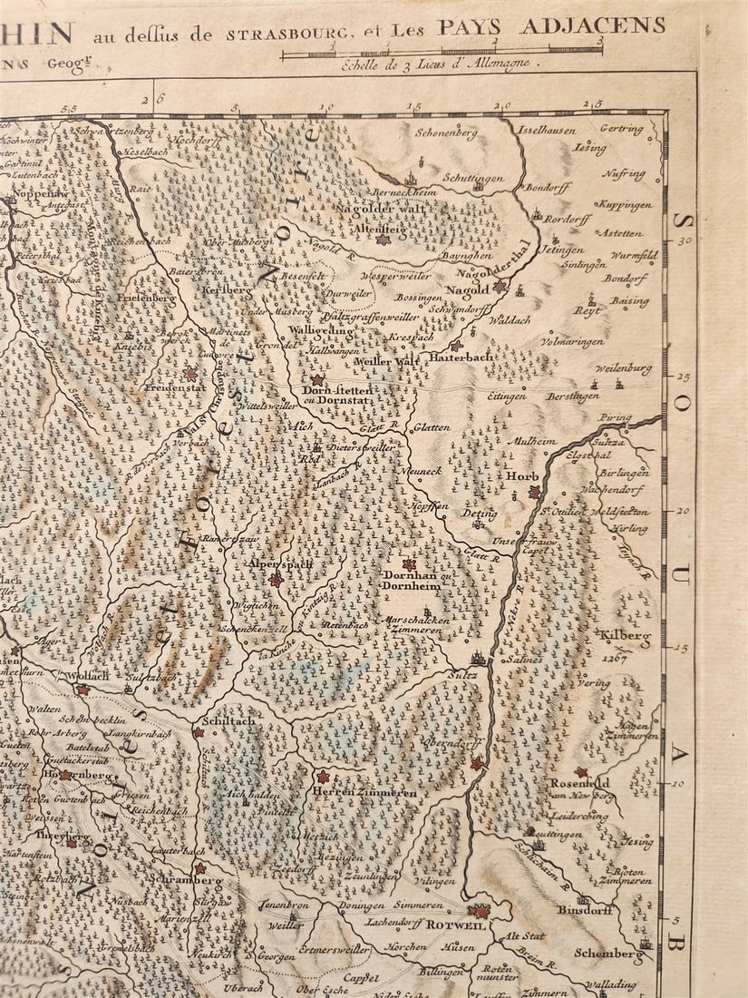 1730s MILITARY MAP antique THEATRE DE LA GUERRE CARTE NOUVELLE LE COURS du RHIN - 5