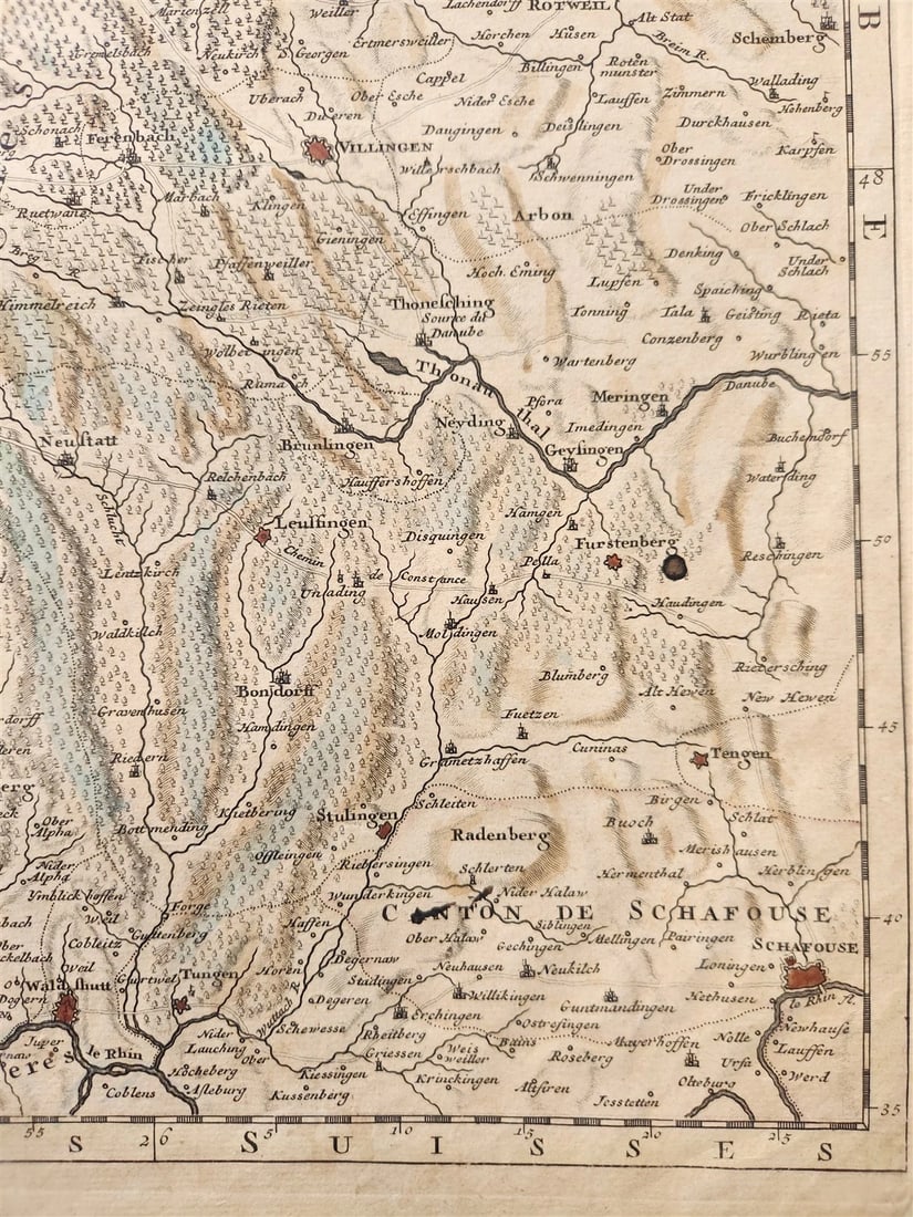 1730s MILITARY MAP antique THEATRE DE LA GUERRE CARTE NOUVELLE LE COURS du RHIN - 6