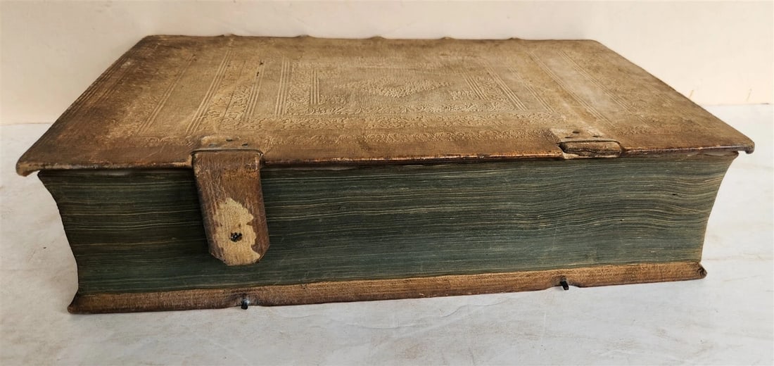 1749 BIBLE in GERMAN & LATIN antique HAND TOOLED PIGSKIN BOUND FOLIO - 3