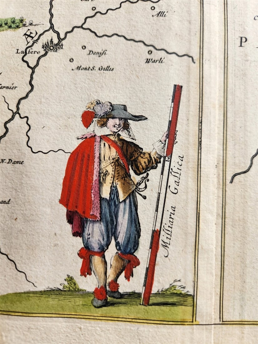 1640 MAP of Vermandois FRANCE by WILLEM BLAEU antique AUTHENTIC hand colored - 2