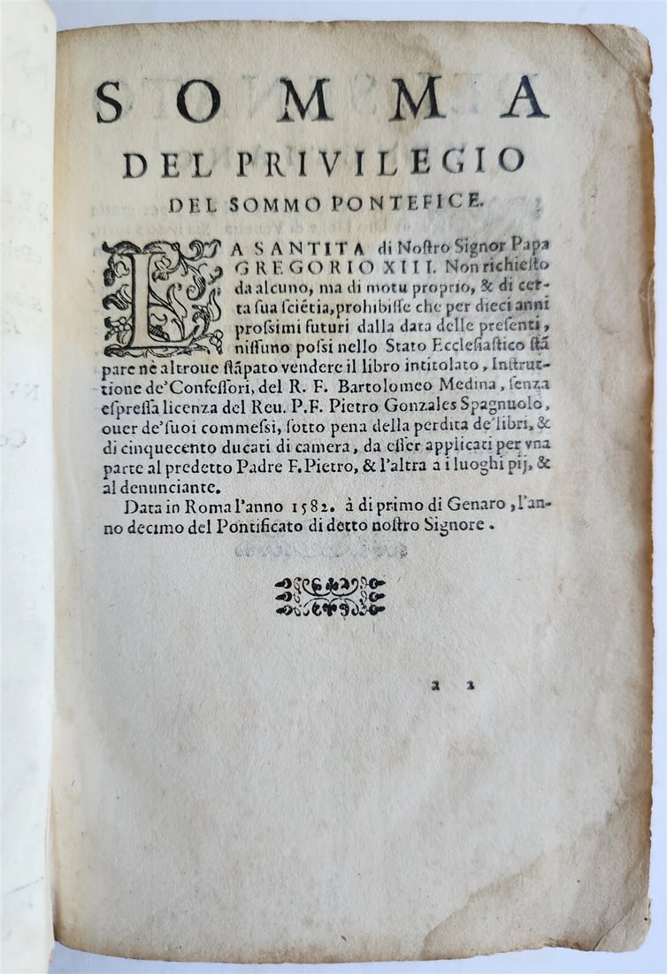 1588 INSTRUCTION for CONFESSORS by Bartolomeo de Medina antique vellum bound - 7