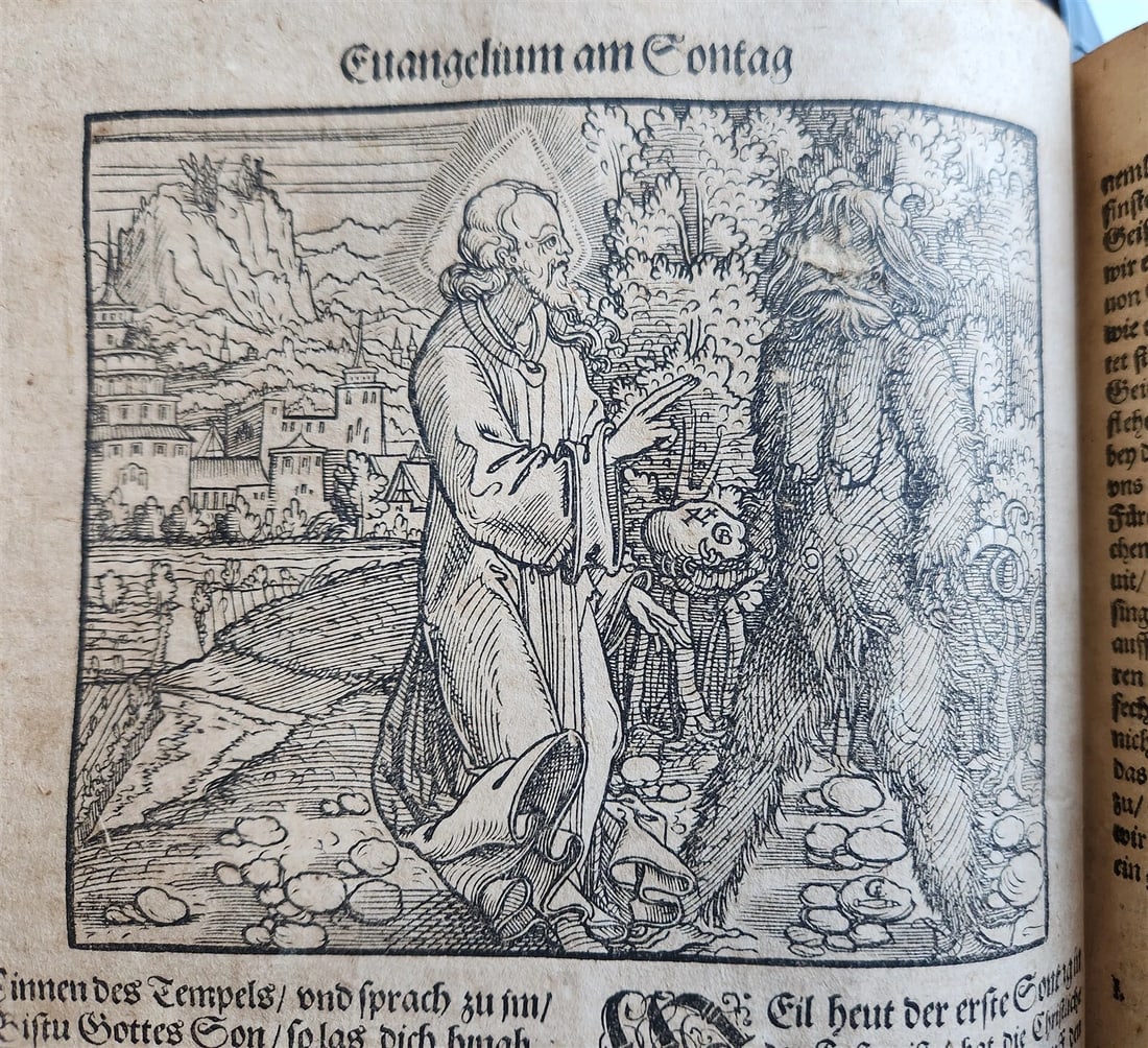 1583 ILLUSTRATED POSTILLA antique 80 WOODCUTS CRANACH SCHOOL ARTIST - 2