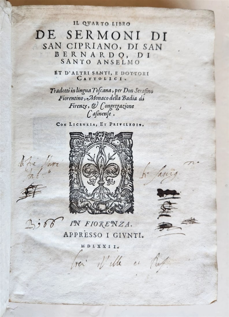 1572 DE SERMONI DI SAN CIPRIANO SAN BERNARDO & SANTO ANSELMO antique VELLUM (1 of 9)