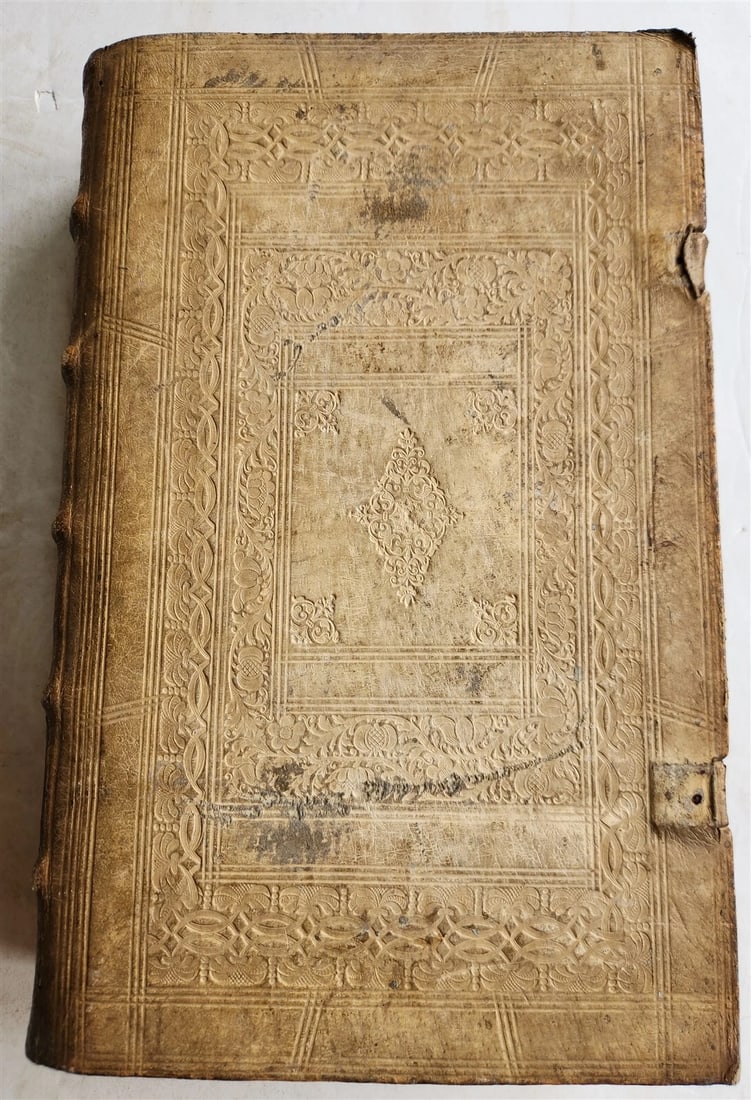 1735 BIBLE in GERMAN & LATIN antique HAND TOOLED PIGSKIN BOUND FOLIO - 4