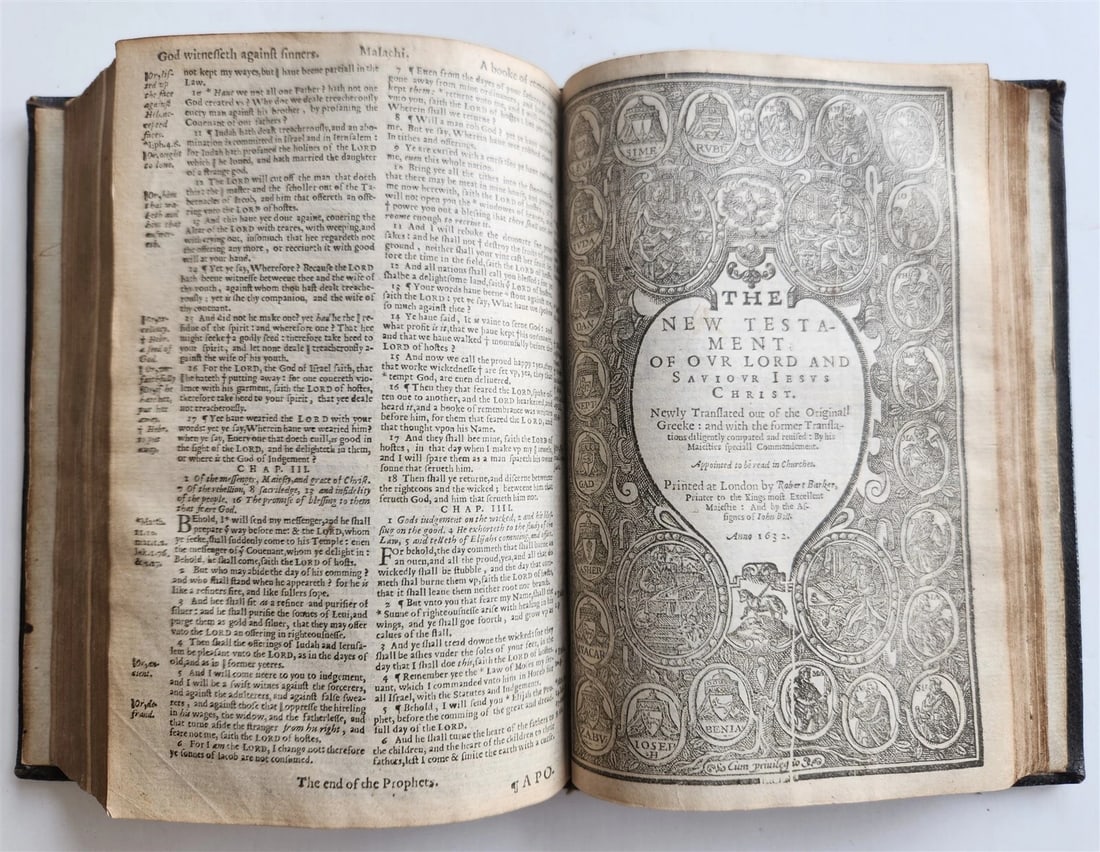 1632 BIBLE in ENGLISH antique Old & New Testament LONDON - ROBERT BARKER - 2